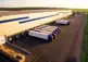aerial view of loading docks at a large warehouse